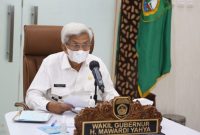 Wakil Gubernur Sumsel H Mawardi Yahya menghadiri Rapat Koordinasi Terbatas Kegiatan Minyak Goreng Curah [MGC] diselenggarakan oleh Kemenko Perekonomian RI secara virtual di Command Center Kantor Gubernur Sumsel, Selasa [19/4].