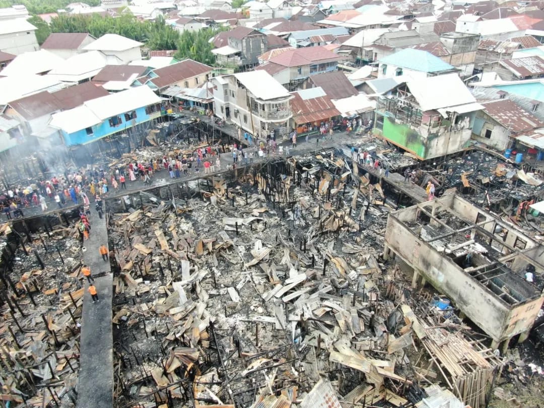 Lokasi puluhan rumah yang dilahap habis Si Jago Merah, sekira pukul 18.45 WIB, Sabtu [2/4/2022].
