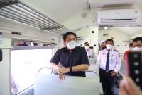 Gubernur  Sumatera Selatan [Sumsel] H Herman Deru meninjau persiapan mudik Lebaran di stasiun Kertapati Palembang, Jumat [8/3].