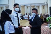 Gubernur H Herman Deru saat menyampaikan arahan  saat meresmikan CASN dan P3K di lingkungan Pemprov Sumsel yang dilaksanakan di The Sultan Convention Center, Rabu (25/5) pagi.