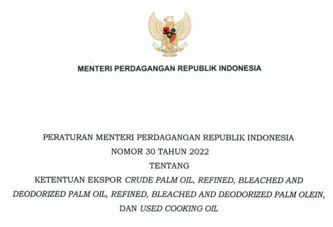 PERMENDAG No 30 Tahun 2022
