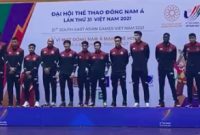 Timnas basket putra Indonesia meraih medali emas, Minggu (22/5) sore (foto: tangkapan layar)