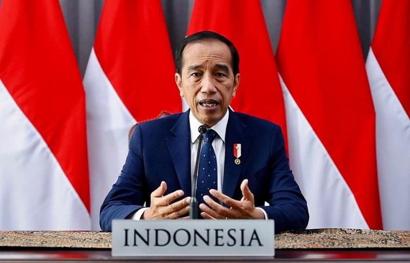 Presiden RI, Ir H Joko Widodo saat berpidato secara virtual pada Global COVID-19 Summit yang digelar di Washington DC, Amerika Serikat, Kamis (12/05/2022)