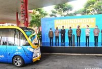 Peresmian Penggunaan Kendaraan Listrik Otonom oleh pengembang properti Sinar Mas Land bekerja sama dengan Mitsubishi Corporation