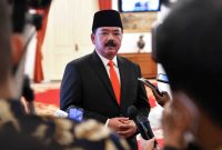 Menteri ATR/Kepala BPN Hadi Tjahjanto menyampaikan keterangan pers usai dilantik Presiden Jokowi, di Istana Negara, Jakarta, Rabu (15/06/2022)