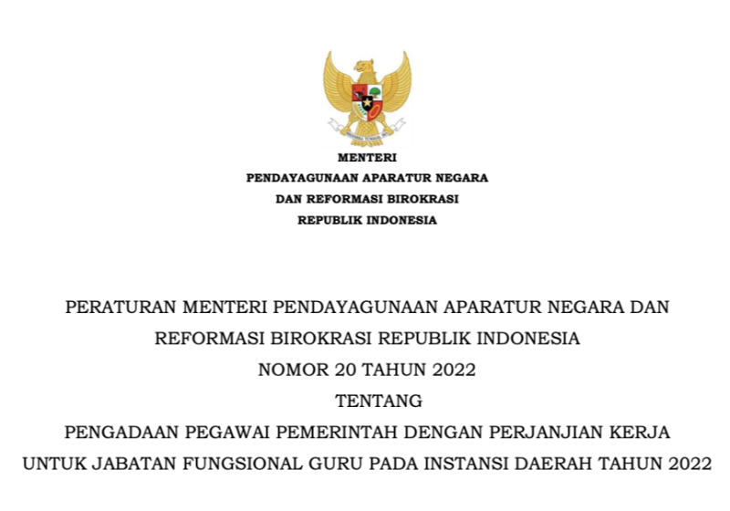 Permen-PANRB Nomor 20/2022 [tangkapan layar]