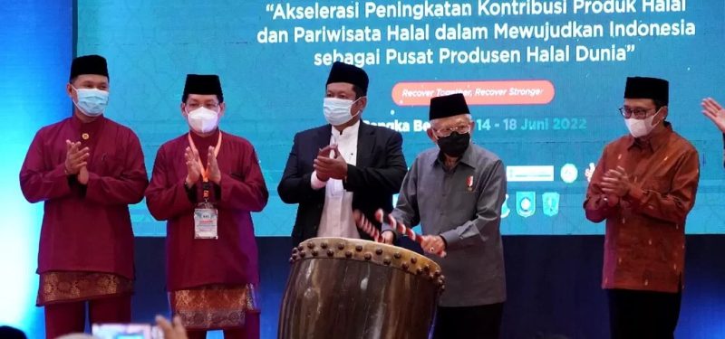 Wapres Ma’ruf Amin saat menghadiri Pembukaan Kongres Halal Internasional Tahun 2022, di Bangka Belitung, Selasa (14/06/2022)