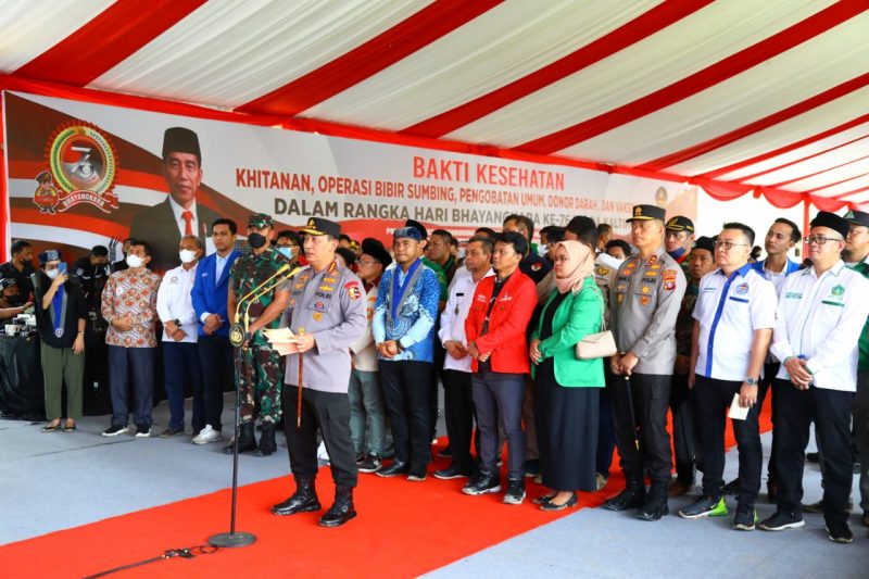 Kapolri Jenderal Listyo Sigit Prabowo sambutan pada puncak acara Hari Bakti Kesehatan dalam rangka HUT Bhayangkara ke-76 di titik 0 kilometer Ibu Kota Nusantara (IKN), Jumat (17/6/2022)