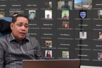 Anggota Bawaslu Herwyn JH Malonda saat menjadi narasumber webinar nasional pengurus pusat GMKI dengan tema Pemilu dan Pemilihan Serentak Tahun 2024 sebagai Konsolidasi Demokrasi Menuju Indonesia Emas Tahun 2045