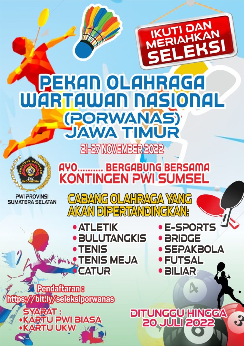 Flyer seleksi atlet Porwanas 2022 kontingen Sumsel