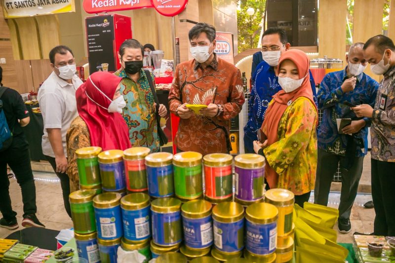Pameran Produk Makanan dan Minuman Tahun 2022 di Plaza Pameran Industri, Gedung Kementerian Perindustrian, Jakarta, Selasa (5/7/2022)