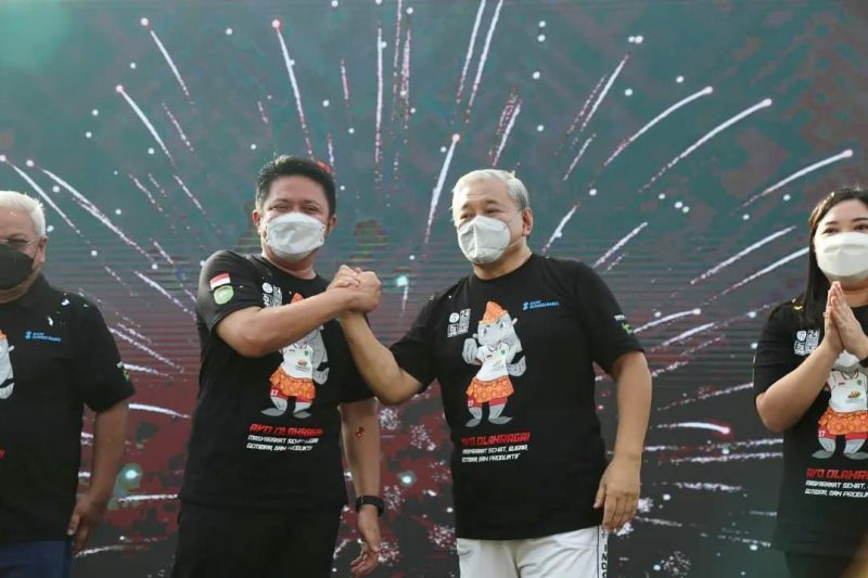 Gubernur Sumsel, H Herman Deru saat peluncuran maskot Festival Olahraga Rekreasi Nasional (FORNAS) VI 