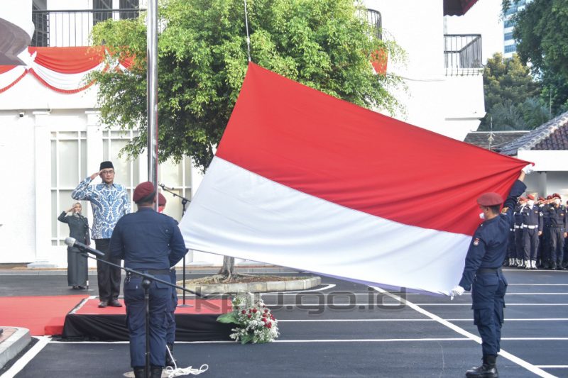 Peringatan Hari Kemerdekaan ke-77 Republik Indonesia berlangsung khidmat di Lingkungan Komisi Pemilihan Umum (KPU), Rabu (17/8/2022)