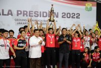 Menteri Pertahanan RI Prabowo Subianto mewakili Presiden RI Joko Widodo menutup kejuaraan bulu tangkis Piala Presiden 2022 