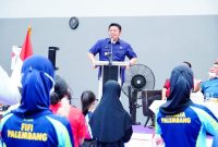 Gubernur Sumsel Herman Deru saat sambutan pada Kejuaraan Daerah Tenis Meja Piala Gubernur Cup Sumsel 2022