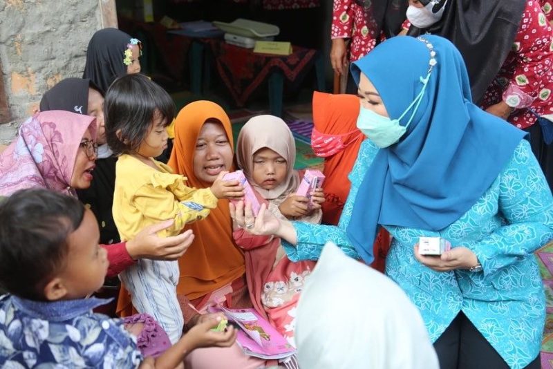 Ketua TP PKK Sumsel, Hj Febrita Lustia saat kunjungan kerja ke Desa Martajaya Kecamatan Lubuk Raja