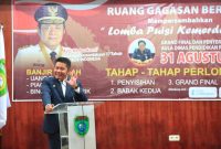 Gubernur Sumsel saat sambutan pada grand final sayembara baca puisi kemerdekaan