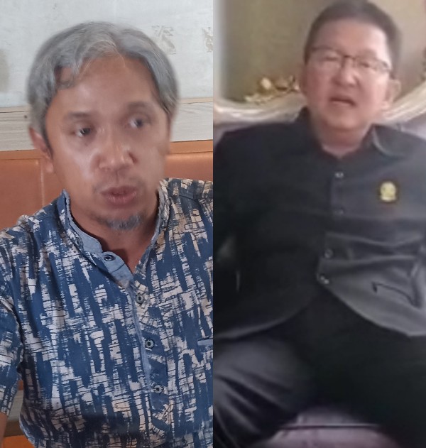 Wakil Ketua LBH Sriwijaya IUS Institut, M Jayanto SH MH saat konferensi pers di South Station Palembang, dan Ketua DPRD Muara Enim Liono Basuki BSc saat ditemui di kediamannya usai Banmus DPRD, Senin [05/09/2022].
