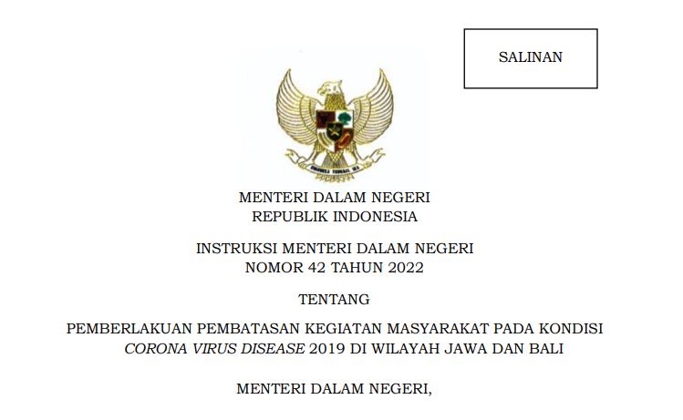 Instruksi Mendagri No 42 tahun 2022