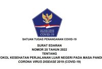 Surat Edaran No 25 Tahun 2022 tentang Protokol Kesehatan Perjalanan Luar Negeri pada Masa Pandemi Corona Virus Disease 2019 (COVID-19)