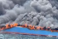 Kebakaran kapal ikan di Perairan Anyer, Kabupaten Serang