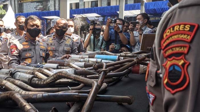 olda Jateng bersama Polres Jajaran menindak ratusan ribu kendaraan motor yang menggunakan knalpot brong