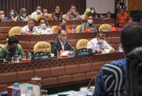 Menhub RI Budi Karya Sumadi saat mengikuti  Rapat Kerja Penetapan Hasil Pembahasan Rencana Kerja Anggaran (RKA) Kementerian/Lembaga TA 2023 di Komisi V DPR RI