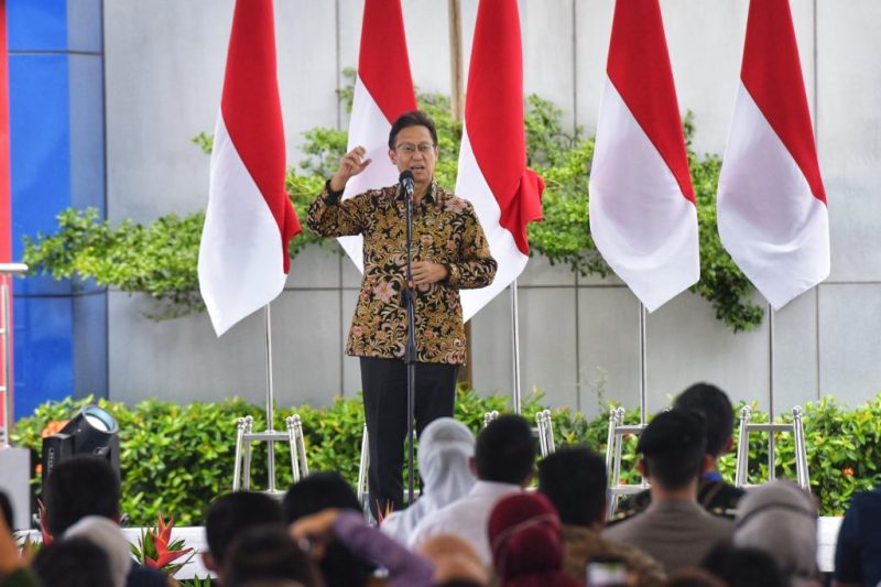 Menkes Budi Gunadi Sadikin pada peresmian pabrik biofarmasi PT Etana Biotechnologies Indonesia, di Kawasan Industri Pulogadung (JIEP), Jakarta