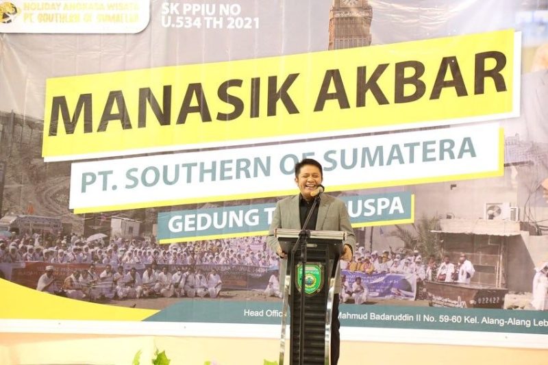 Gubernur Sumsel H Herman Deru membuka secara resmi manasik umroh akbar yang dilaksanakan PT Southern Of Sumatera Holiday Angkasa Wisata