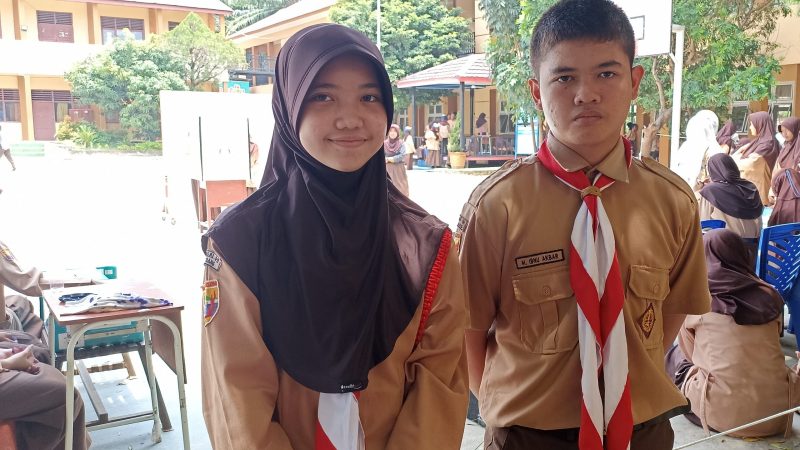 M Ibnu Akbar dan Dilva Aljefri peraih suara terbanyak dalam pemilihan OSIS di SMPN 19 Palembang