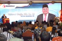 Ketua Bawaslu Rahmat Bagja memberikan arahan dalam Rapat Koordinas Nasional (Rakornas) Pengawasan Siber dan Persiapan Pengawasan Penyusunan Daftar Pemilih Pemilu 2024