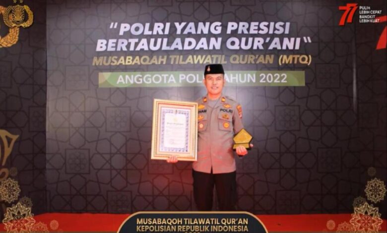 Kapolsek Trimurjo, Polda Lampung, IPTU Rihamuddin Nur berhasil menjuarai lomba Musabaqoh Tilawatil Quran (MTQ) tingkat Mabes Polri,