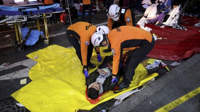 tragedi pesta Halloween di distrik Itaewon, Seoul, Korea Selatan, Sabtu (29/10/22)