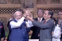 Presiden Jokowi menyerahkan estafet presidensi G20 ke India, Hotel The Apurva Kempinski, Bali, Rabu (16/11/2022), sore.