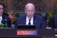Presiden Amerika Serikat, Joe Biden pada Sesi II KTT G20, dengan topik kerja sama pembangunan infrastruktur, Selasa (15/11/2022). (Foto:TangkapanLayar)