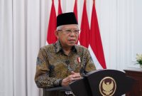 Wakil Presiden Ma’ruf Amin saat menghadiri secara daring Anugerah ISDA 2022, Selasa (22/11/2022). (Foto:SetwapresRI)