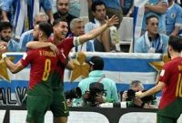 Pemain Portugal merayakan kemenangan saat bertemu Uruguay. Foto: Istimewa