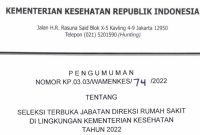 Surat edaran lowongan Direksi Kemenkes (Foto: Website Sehat Negeriku)