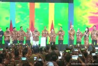 Presiden Jokowi saat membuka Munas HIMPI Tahun 2022, Senin (21/11/2022), di Solo, Jawa Tengah. (Sumber: Tangkapan Layar)