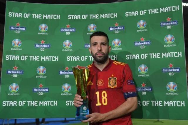 Bek Timnas Spanyol, Jordi Alba, terpilih sebagai man of the match laga melawan Jerman di Piala Dunia 2022. (Foto: Twitter Timnas Spanyol)