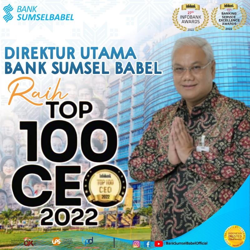 Dirut Bank SumselBabel Raih Top 100 CEO of The Year 2022