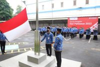Upacara Peringatan Hari Pahlawan Tahun 2022 di Halaman Kantor Bawaslu, Jakarta, Kamis (10/11/2022).