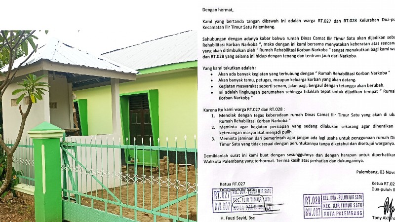 Rumah Dinas Camat IT 1 dan Surat Keberatan Warga RT 027-028 Kelurahan 20 Ilir Palembang