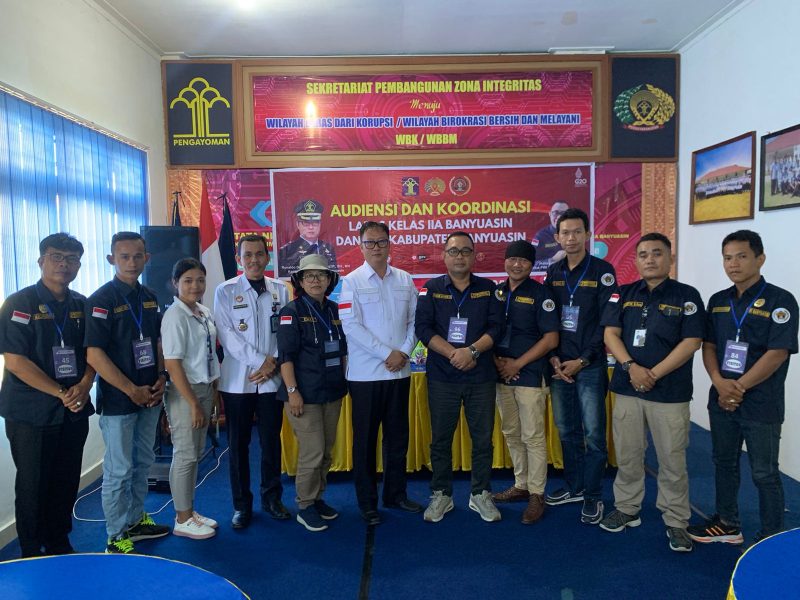 Pengurus PWI Kabupaten Banyuasin saat audiensi bersama Lembaga Pemasyarakatan [LP] Kelas II Banyuasin di Pangkalan Balai
