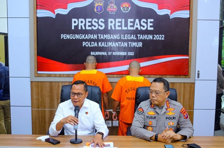 Polda Kaltim mengungkap tambang batu bara ilegal seluas 20 hektar di Kelurahan Jonggon, Loa Kulu, Kabupaten Kutai Kartanegara