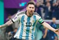 Pemain Argentina Lionel Messi Merayakan Gol. Foto: (AP Photo)