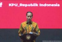 Presiden Jokowi saat memberikan sambutan di acara Konsolnas KPU 2022 di Convention Hall BCEC Ancol, Jakarta Utara, Jumat (2/12/2022). (Youtube Biro Pers, Media dan Informasi Setpres)