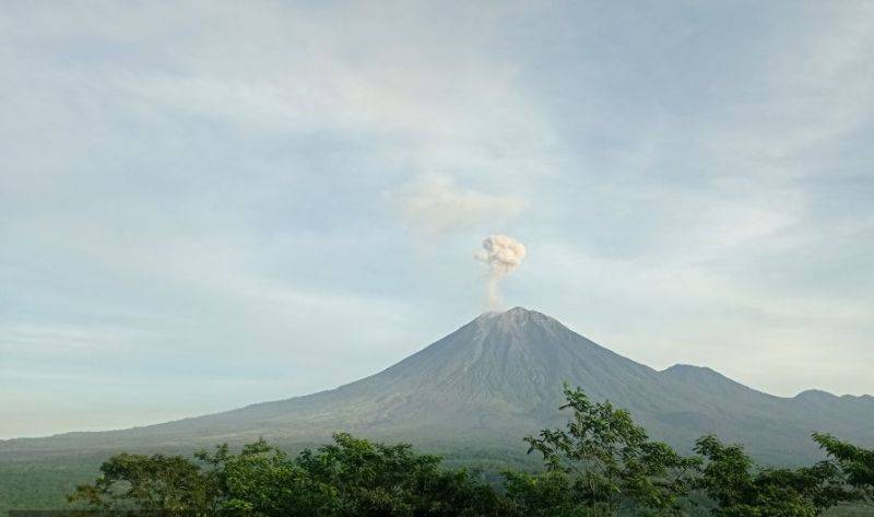 Gunung Semeru masih meneluarkan abu vulkanik (Foto: BPBD Lumajang)