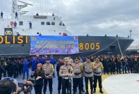 Korlantas Polri kembali menggelar Apel Pasukan Operasi Lilin 2022 dalam Kesiapsiagaan Hadapi Bencana di Lapangan Apel Dit Polairud, Jakarta, Jumat (30/12/22)