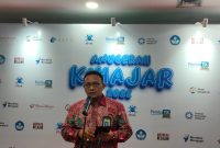 Kepala Pusdatin Kemendikbudristek Muhammad Hasan Chabibie saat memberikan keterangan pers dalam acara Anugerah Kihajar tahun 2022 di Jakarta